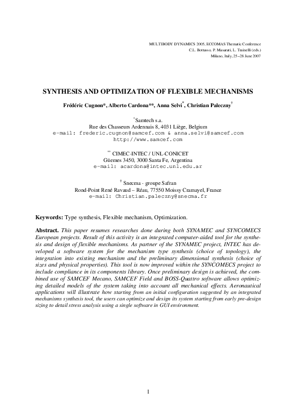 (PDF) Synthesis and Optimization of Flexible Mechanisms
