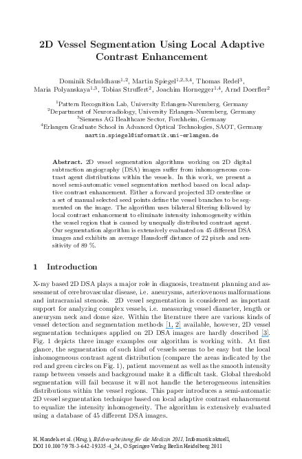 (PDF) 2D Vessel Segmentation Using Local Adaptive Contrast Enhancement