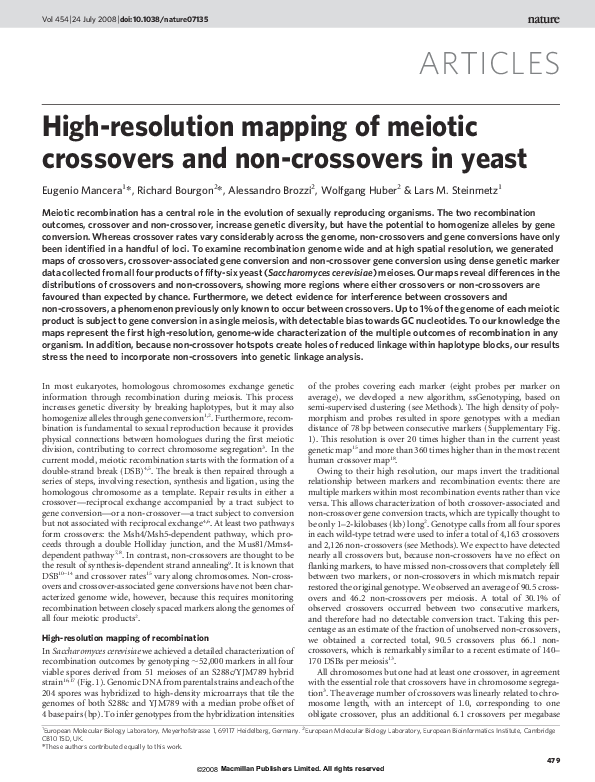 (PDF) High-resolution mapping of meiotic crossovers and non-crossovers ...