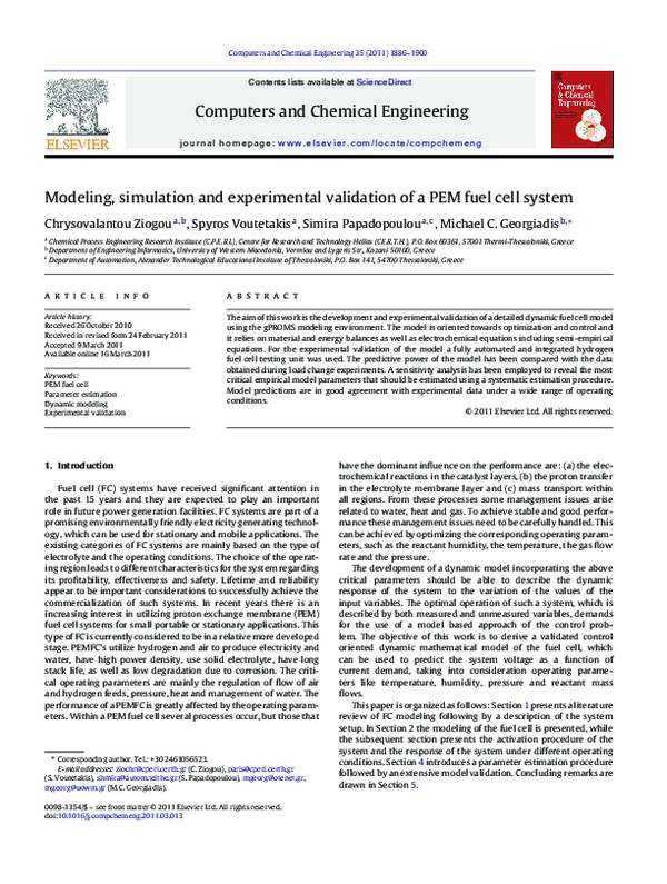 (PDF) Modeling and Experimental Validation of a PEM Fuel Cell System
