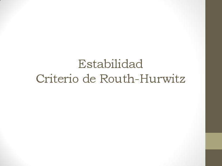 (PDF) Estabilidad Criterio de RouthHurwitz