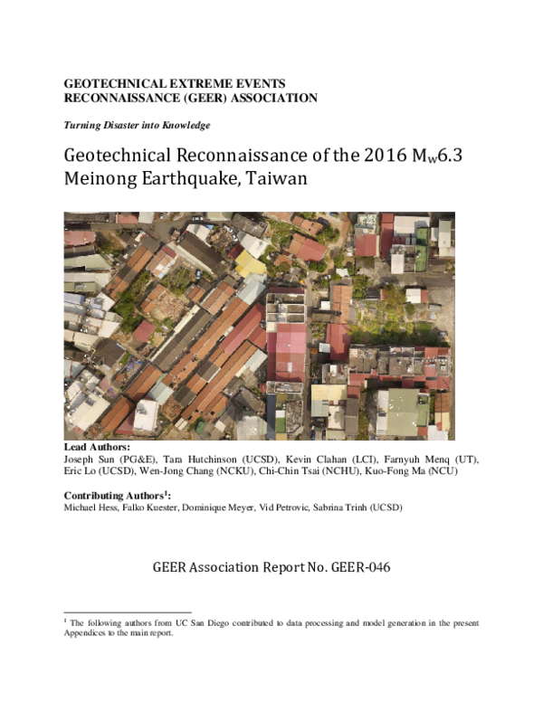 (PDF) Geotechnical Reconnaissance of the 2016 Mw6.3 Meinong Earthquake ...