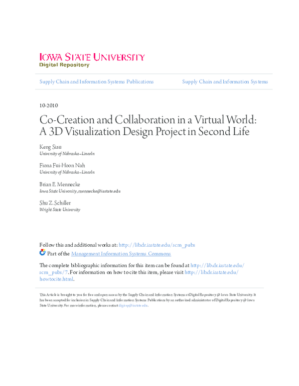 (PDF) Co-creation and Collaboration in a Virtual World: A 3D ...