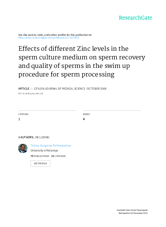 (PDF) Effects of different Zinc levels in the sperm culture medium on
