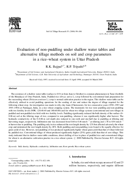 (PDF) Evaluation of nonpuddling under shallow water tables and
