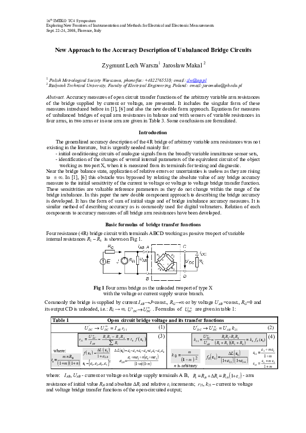 (PDF) New Approach to the Accuracy Description of Unbalanced Bridge ...
