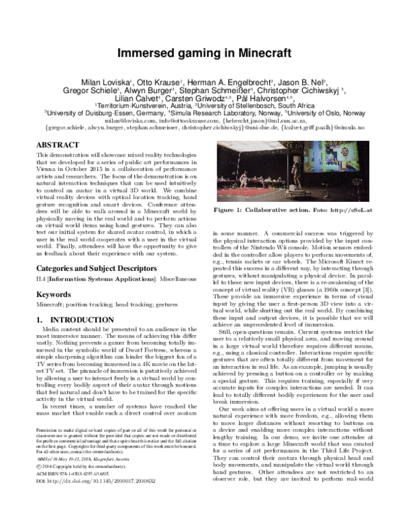 (PDF) Immersed gaming in Minecraft