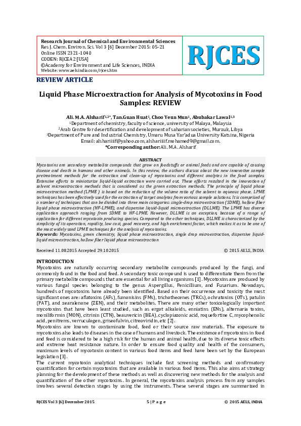 (PDF) Liquid Phase Microextraction for Analysis of Mycotoxins in Food ...