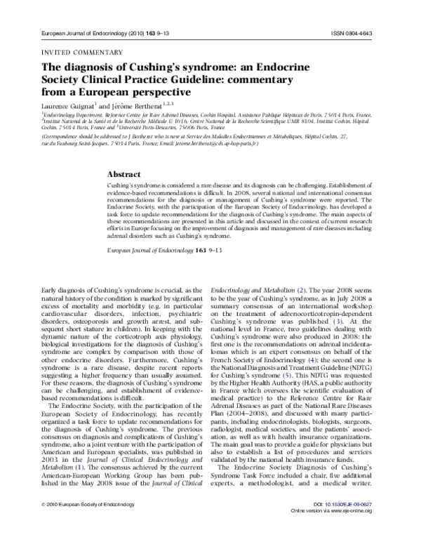 (PDF) The diagnosis of Cushing's syndrome an endocrine society