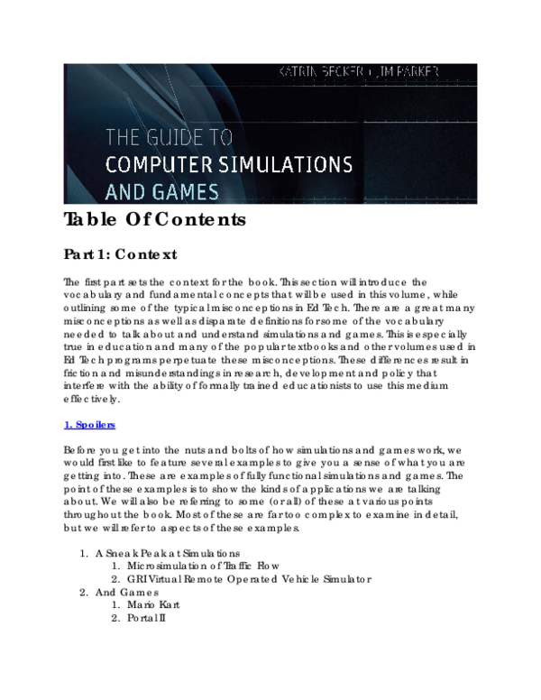 (PDF) The Guide to Computer Simulations and Games