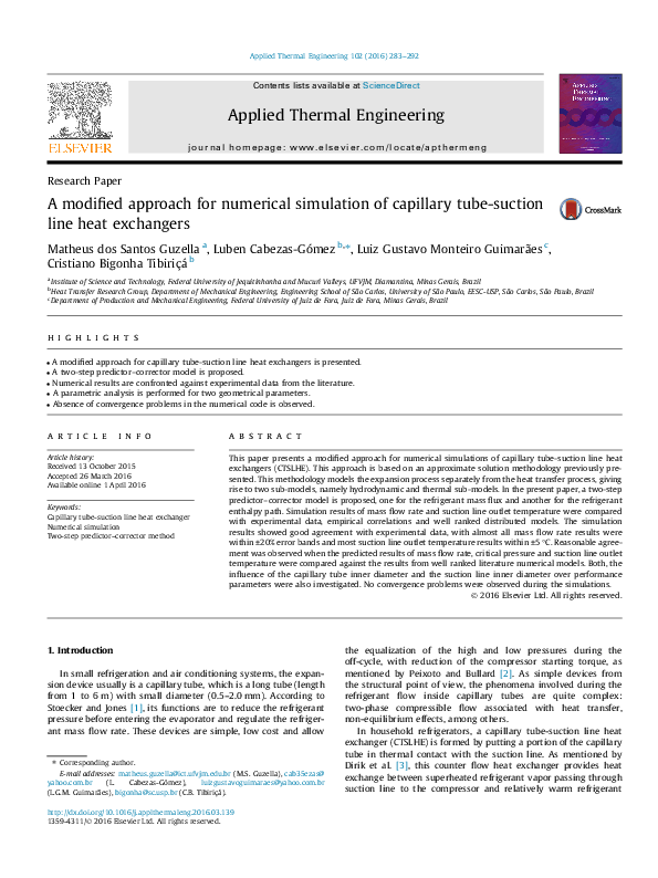 (PDF) A modified approach for numerical simulation of capillary tube ...