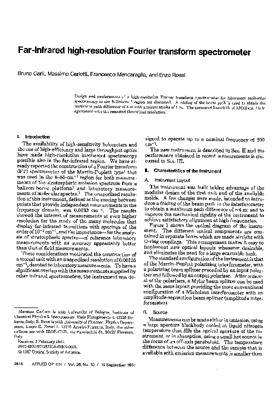 (PDF) Far-infrared high-resolution Fourier transform spectrometer