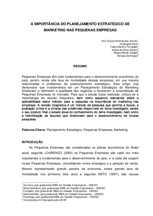 (PDF) A IMPORTÂNCIA DO PLANEJAMENTO ESTRATÉGICO DE MARKETING NAS ...