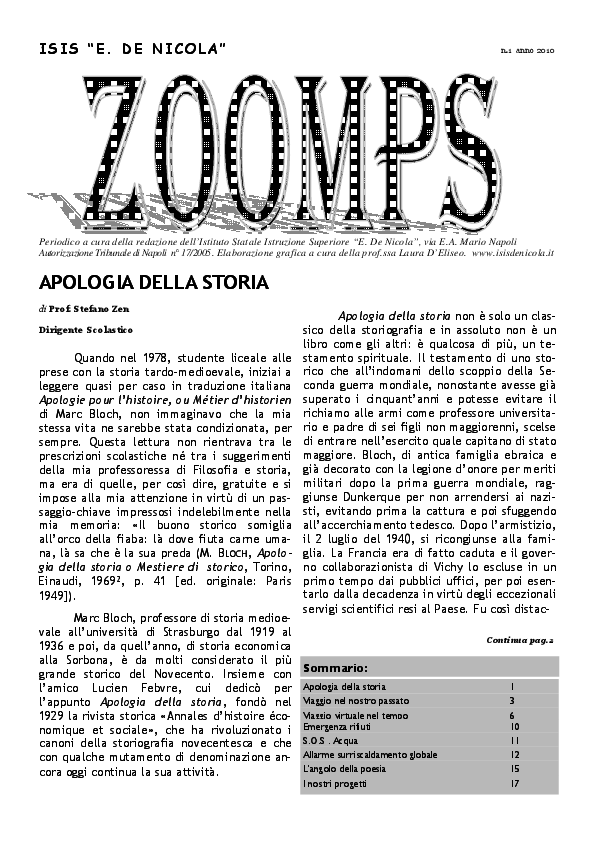 (PDF) Apologia della storia di Marc Bloch (15.V.2010)