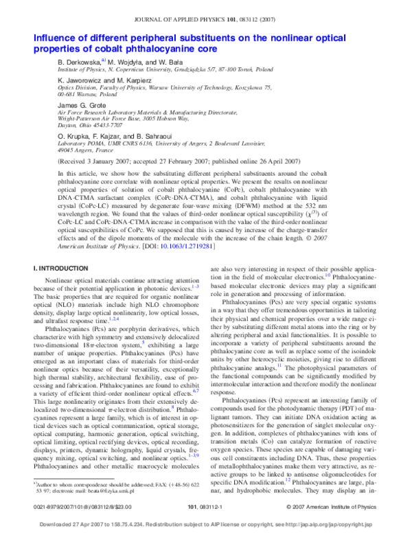 (PDF) Influence of different peripheral substituents on the