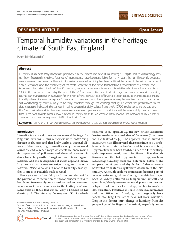 (PDF) Temporal humidity variations in the heritage climate of South ...