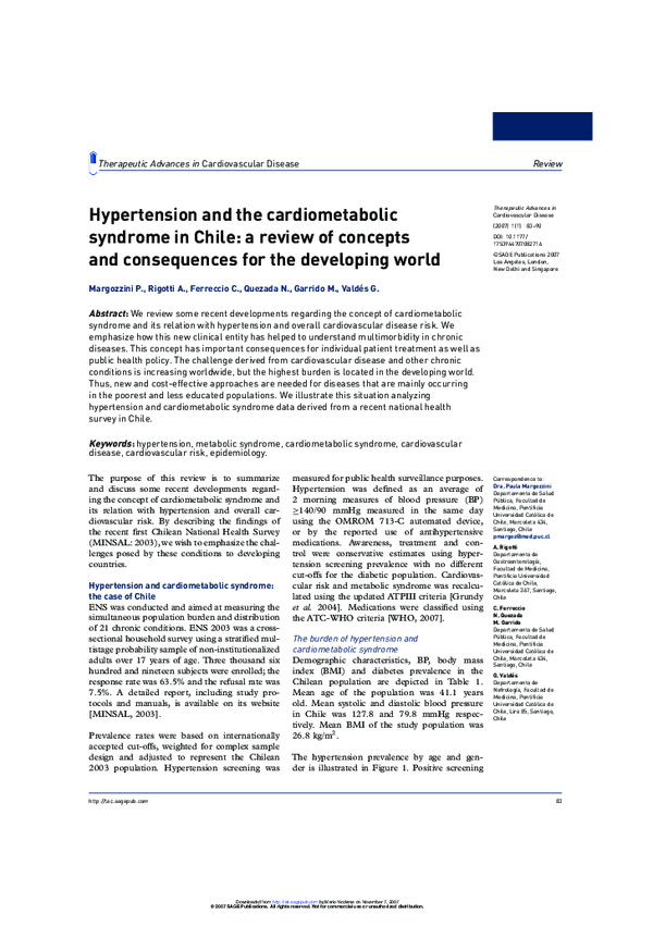(PDF) Hypertension and the cardiometabolic syndrome in Chile: a review ...
