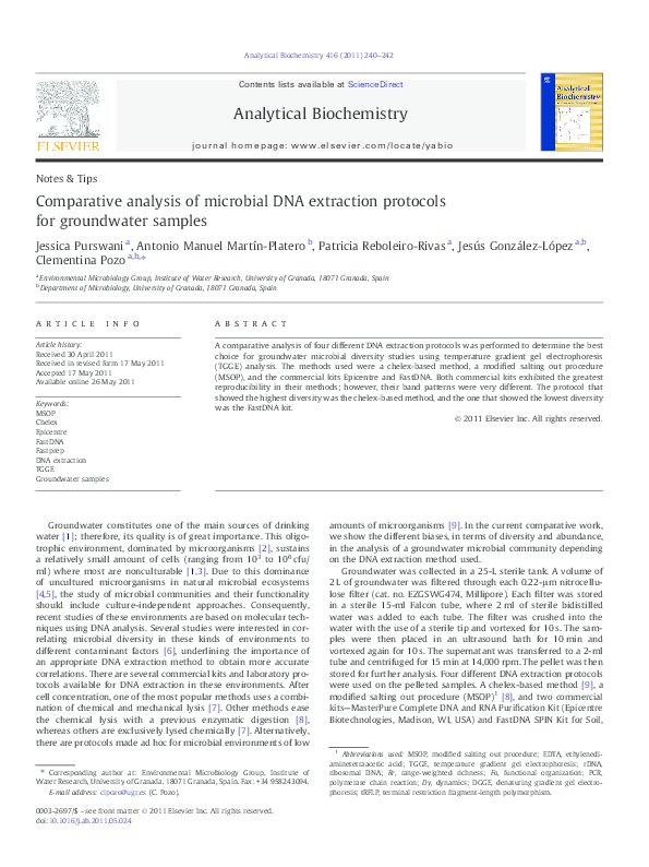 (PDF) Comparative analysis of microbial DNA extraction protocols for ...