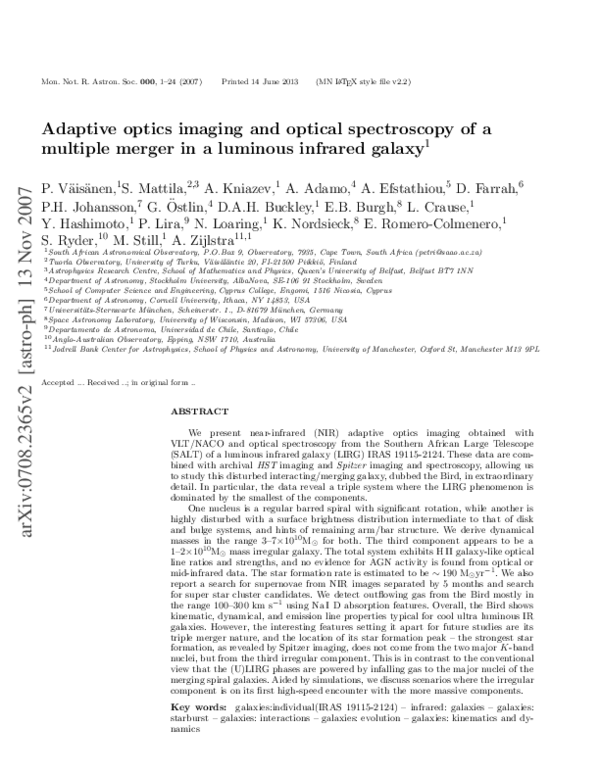 (PDF) Adaptive optics imaging and optical spectroscopy of a multiple ...