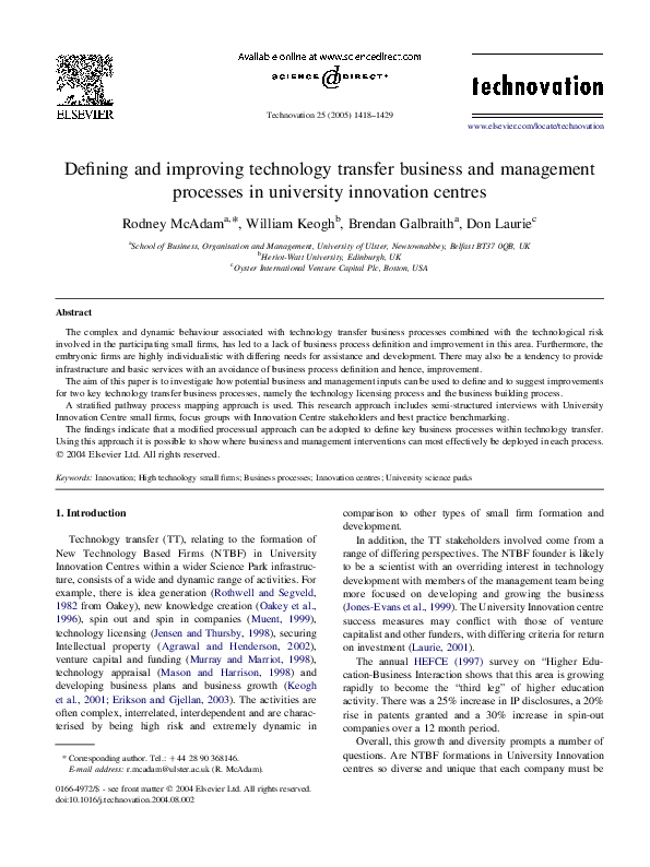 (PDF) Defining and improving technology transfer business and ...
