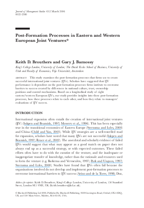 (PDF) Post-Formation Processes in Eastern and Western European Joint ...
