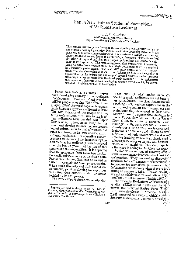 (PDF) Clarkson,P.C. (1984). Papua New Guinea students' perceptions of ...