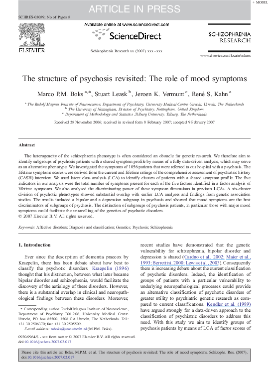 (PDF) The structure of psychosis revisited: The role of mood symptoms