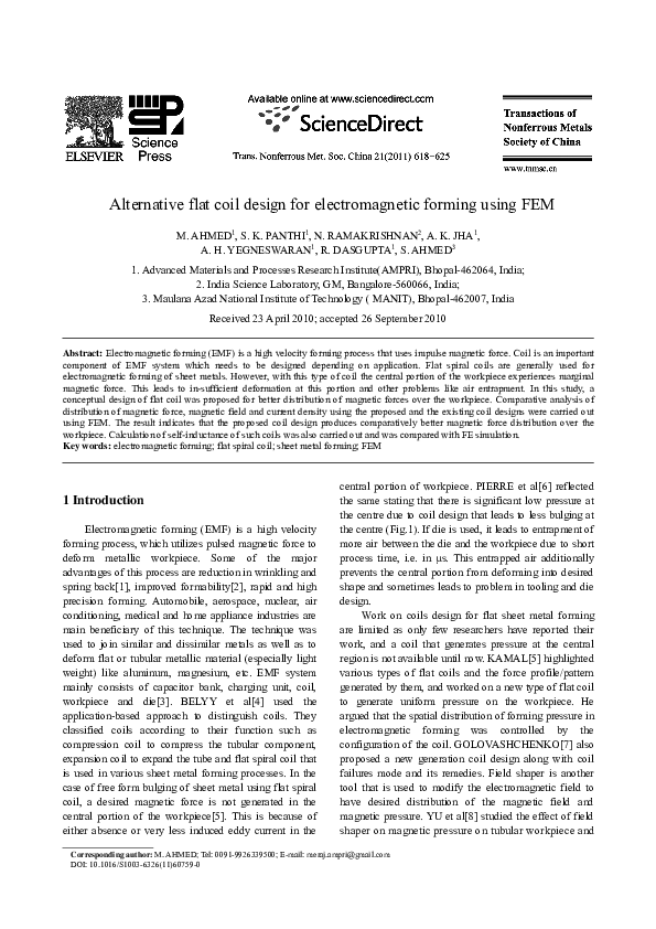 (PDF) Alternative flat coil design for forming using