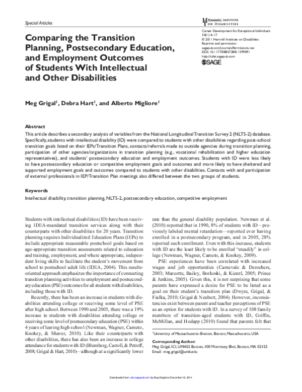 (PDF) Comparing the Transition Planning, Postsecondary Education, and