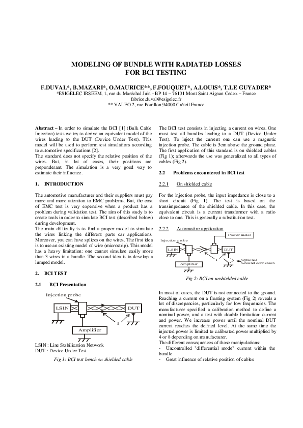 (PDF) Modeling of Bundle with Radiated Losses for Bci Testing
