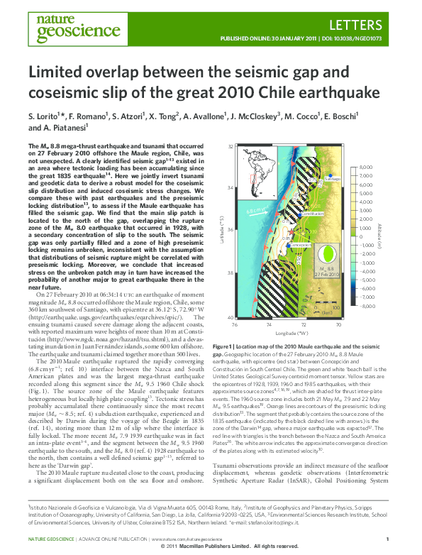 (PDF) Limited overlap between the seismic gap and coseismic slip of the ...