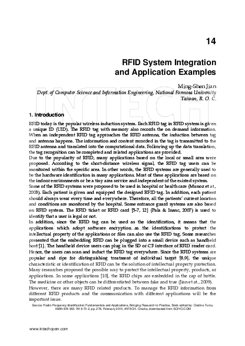 (PDF) RFID System Integration and Application Examples