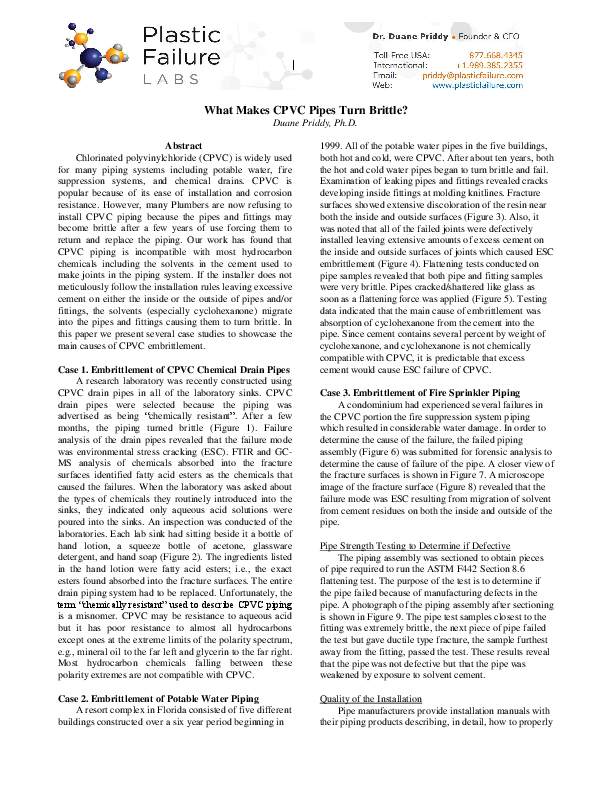 (PDF) What Makes CPVC Pipes Turn Brittle Duane Priddy Academia.edu