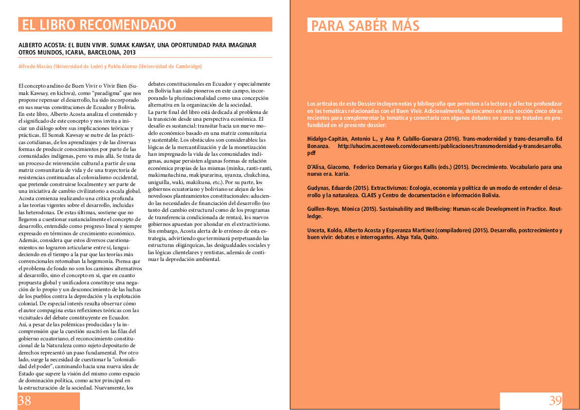 (PDF) El Buen Vivir Sumak Kawsay. Una oportunidad para imaginar otros