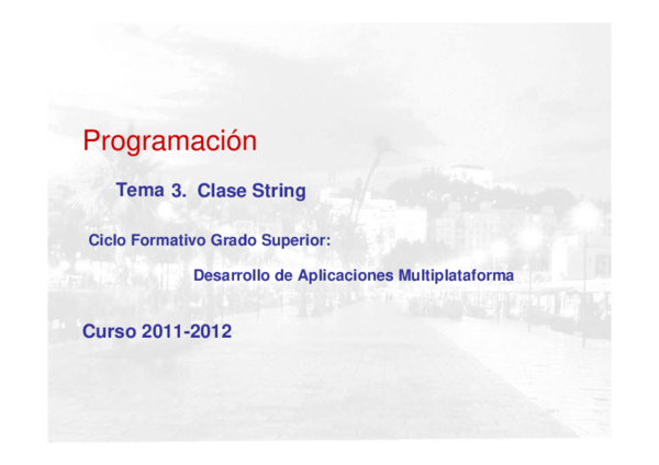 (PDF) Programación Tema 3. Clase String