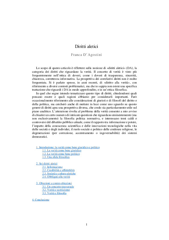 (PDF) Alethic Rights - In Italiano