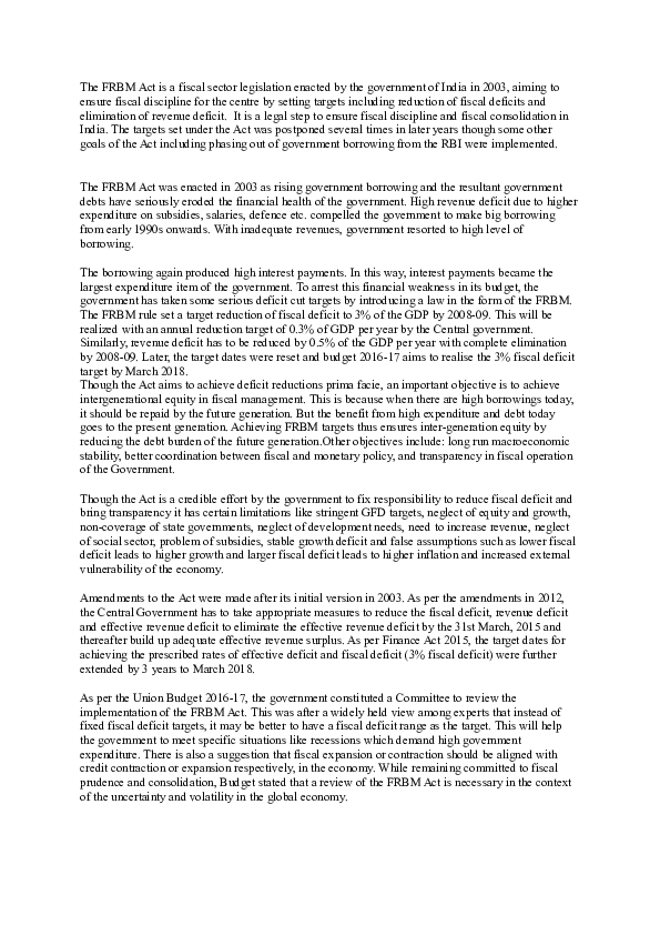 (DOC) FRBM ACT