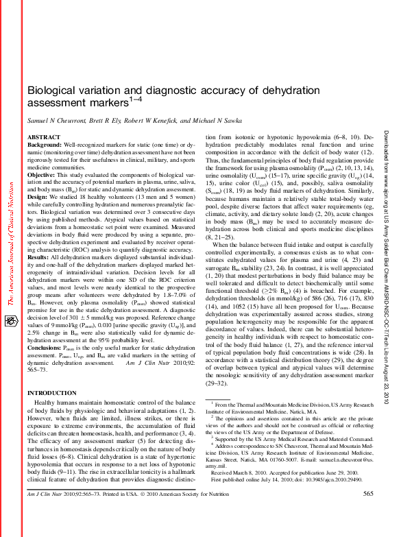 (PDF) Biological variation and diagnostic accuracy of dehydration ...
