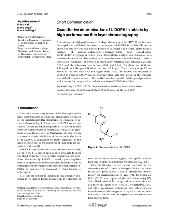 (PDF) Quantitative determination of L-DOPA in tablets by high ...