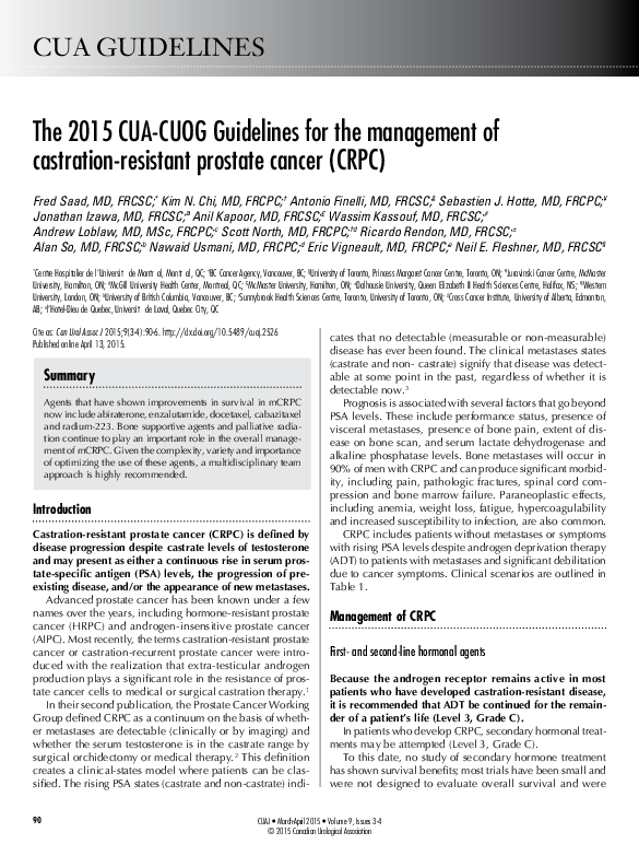 (PDF) CUA-CUOG guidelines for the management of castration-resistant ...
