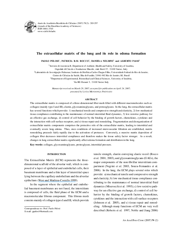 (PDF) The extracellular matrix of the lung and its role in edema formation