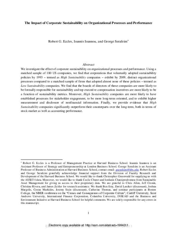 (PDF) The Impact of Corporate Sustainability on Organizational ...