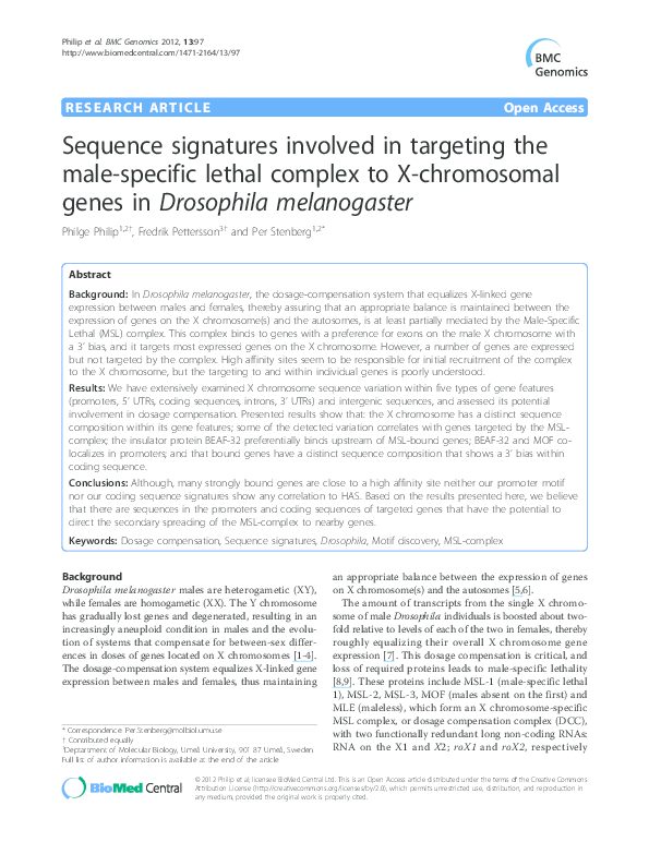 (PDF) Sequence signatures involved in targeting the male-specific ...