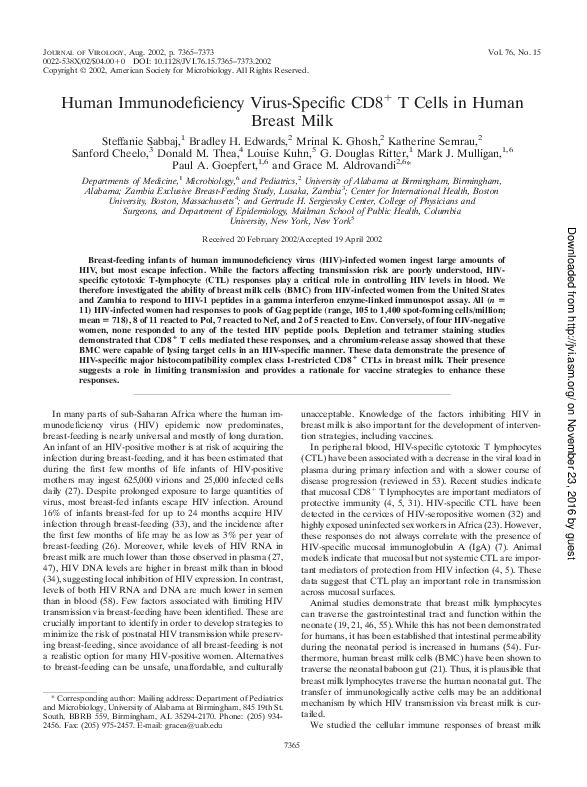 (PDF) Human Immunodeficiency Virus-Specific CD8+ T Cells in Human ...