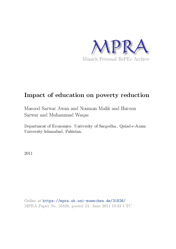 (PDF) M P RA Impact of education on poverty reduction IMPACT OF ...