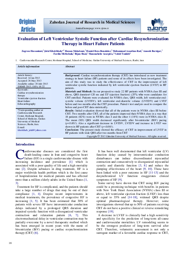 (PDF) Evaluation of left ventricular systolic function revisited in ...