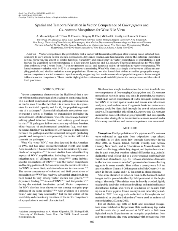 (PDF) Spatial and Temporal Variation in Vector Competence of Culex ...