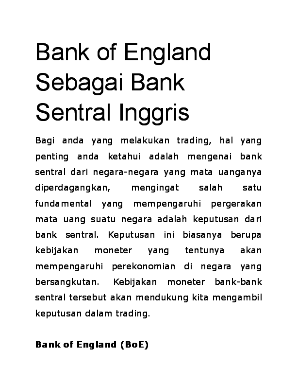 Doc Bank Of England Sebagai Bank Sentral Inggris Gokma Uli Academia Edu