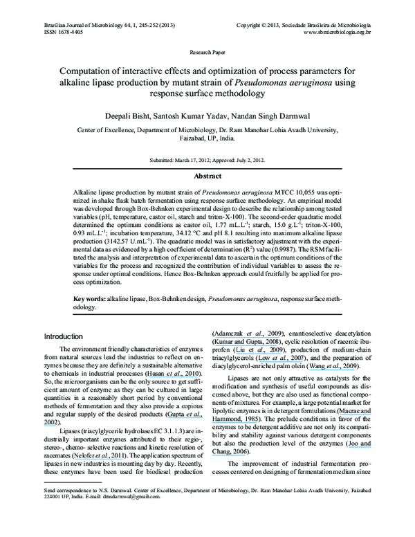 (PDF) Computation of interactive effects and optimization of process ...