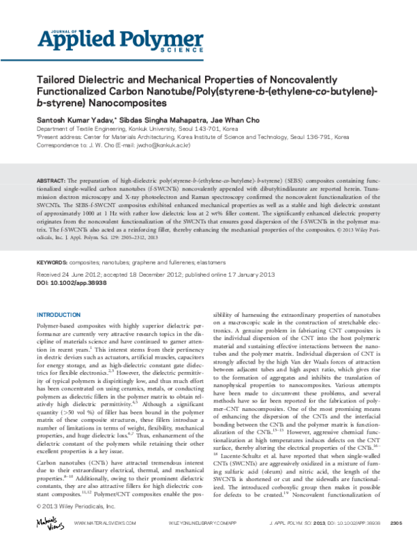 (PDF) Tailored dielectric and mechanical properties of noncovalently ...